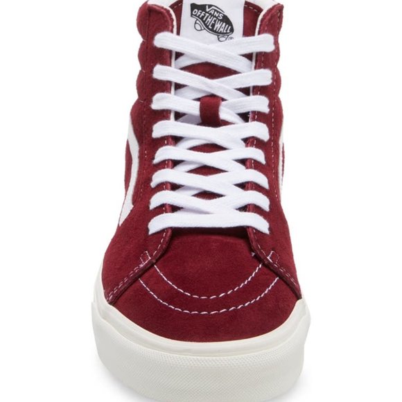 NIB Vans SK8 Hi Pig Suede Pomegranate/Snow White US Mens 11 - Picture 9 of 11